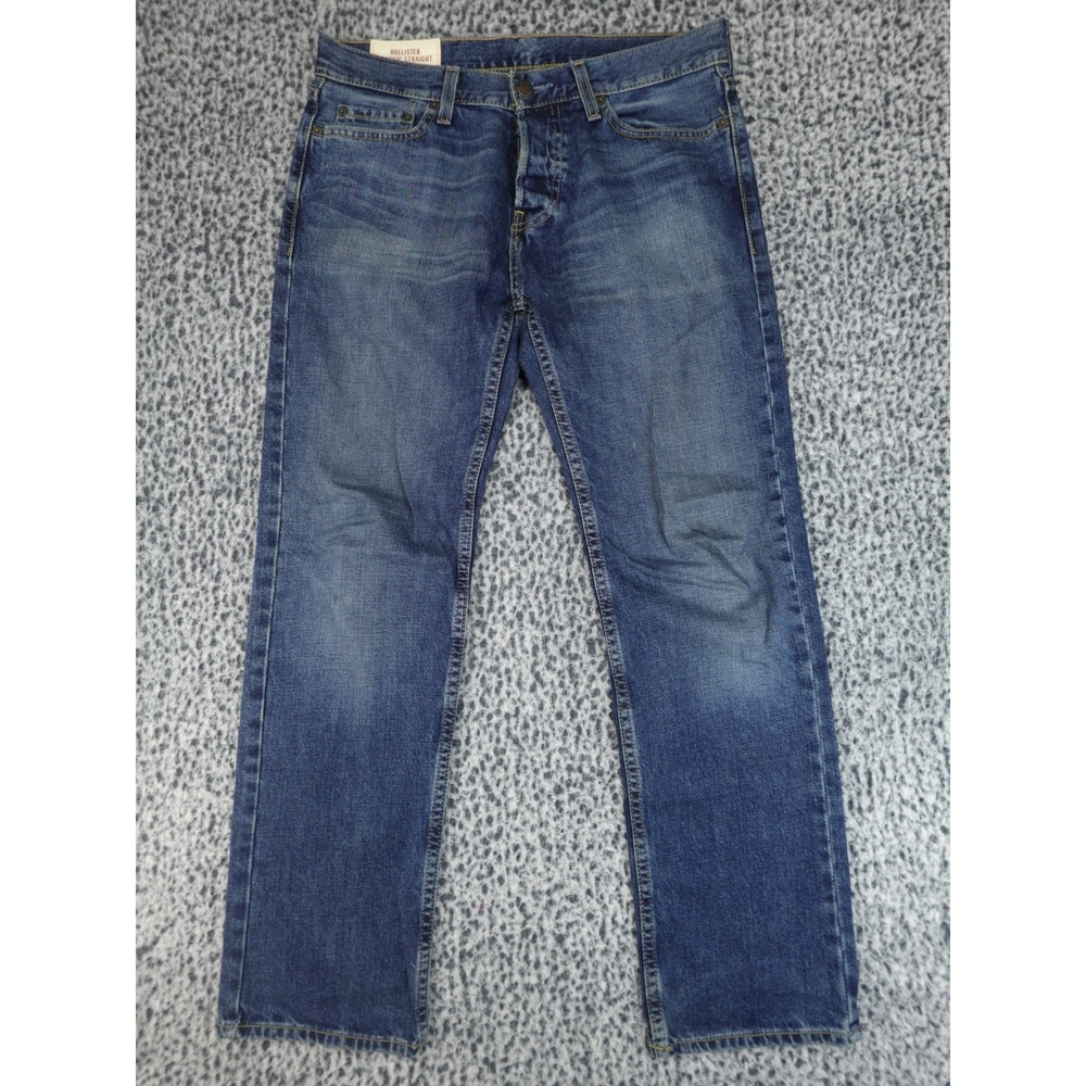 Hollister Classic Straight Jeans Mens‎ 30x30 Blue Good Medium Wash Button Fly